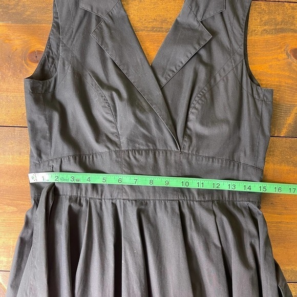 Escada Black Pleated Sleeveless Wrap Knee Length Cotton Dress Women's 32 US 2 - Picture 13 of 15
